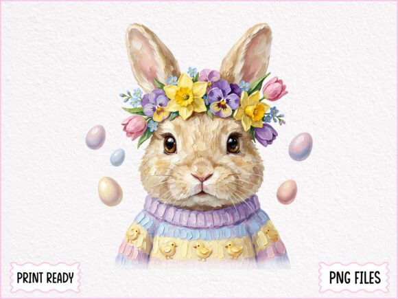 Download Hand Painted Easter Bunny Floral PNG - Hand painted easter Collection