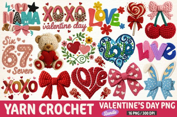 Download Faux Crochet Valentine PNG Bundle - Premium Resources
